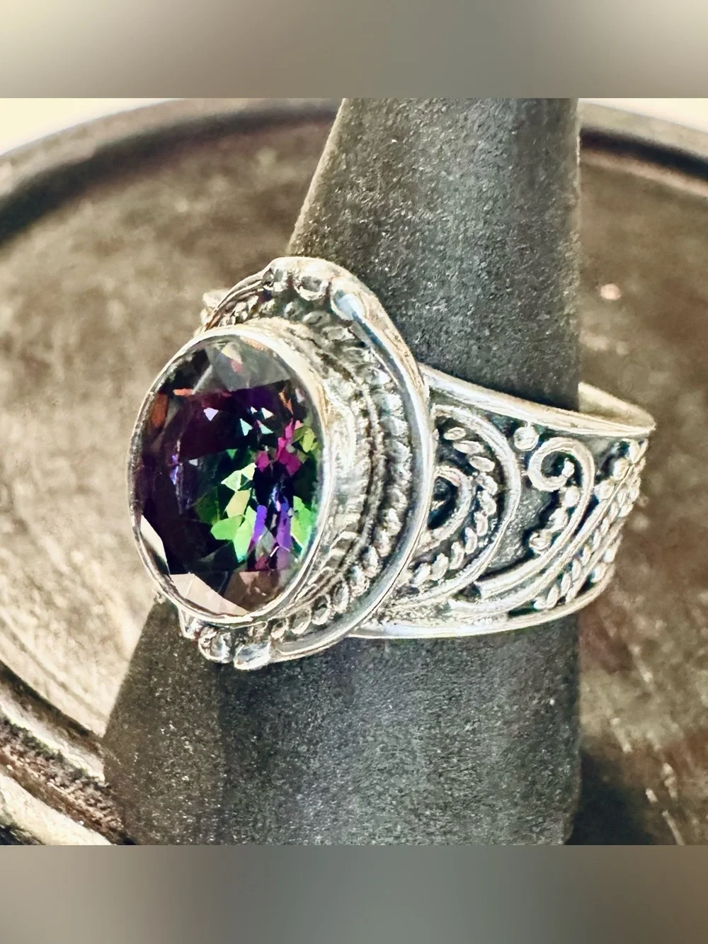 Stunning Handmade Sterling Silver Mystic Fire Topaz Ring (8)